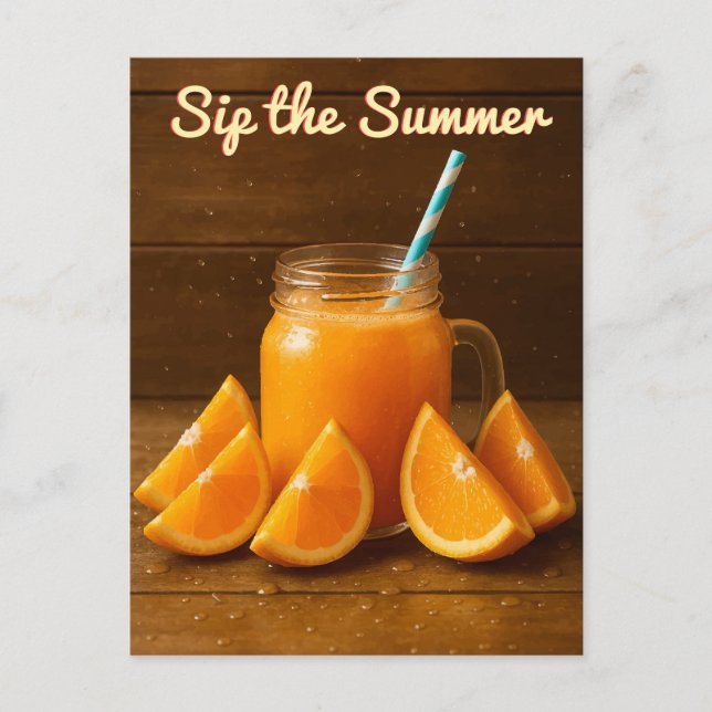 Sip the Summer - Orange Juice Fruit Postcard Vykort (Framsida)