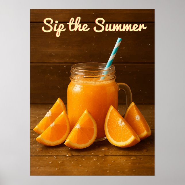 Sip the Summer - Orange Juice Watercolor Poster (Framsidan)