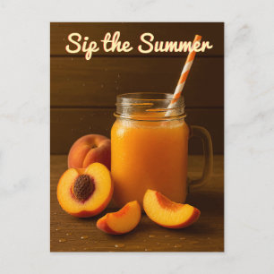 Sip the Summer - Peach Juice Rustic Postcard Vykort