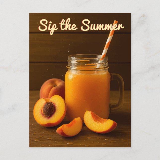Sip the Summer - Peach Juice Rustic Postcard Vykort (Framsida)