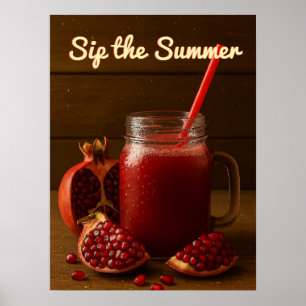 Sip the Summer - Pomegranate Juice Art Print Poster