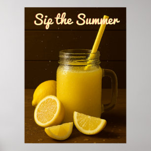 Sip the Summer - Refshing Lemon Juice Mason Burk Poster