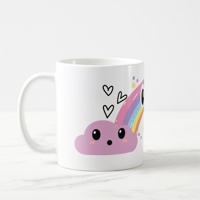 Sip Under the Rainbow” Cute Mug Kaffemugg (Vänster)