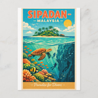 Sipadan Island, Malaysia, i en livfull Vykort