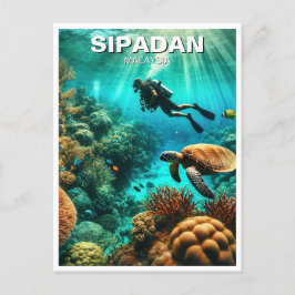 Sipadan Malaysia Scuba Diver Vykort