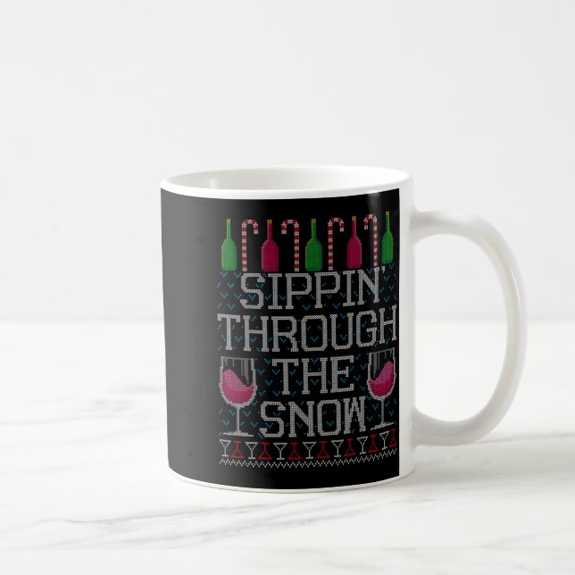 Sipn' Through The Snow Red Wine Ugly Christmas Swe Kaffemugg (Höger)