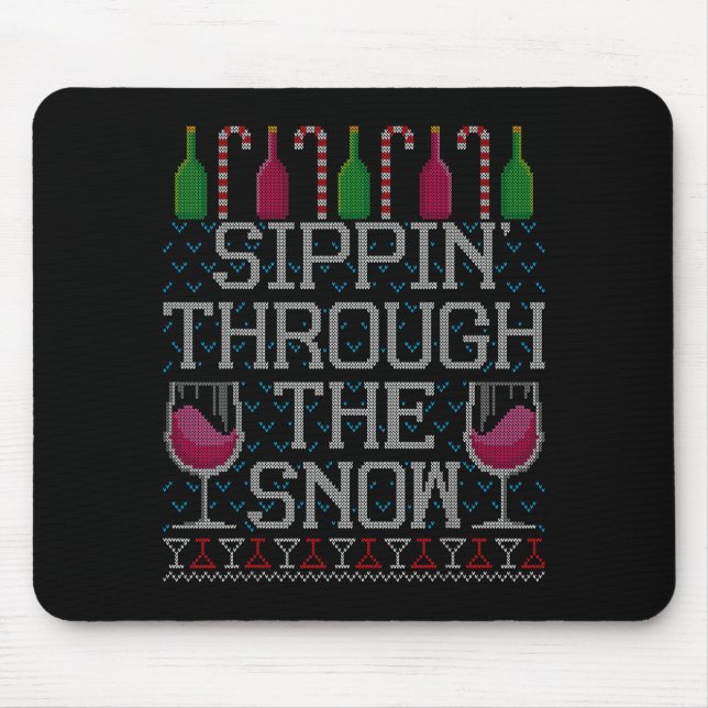 Sipn' Through The Snow Red Wine Ugly Christmas Swe Musmatta (Framsidan)