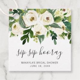 Sipp Sipp Hurra Elegant Vita Blommiga Bröllopsdusc Gåvor Etiketter