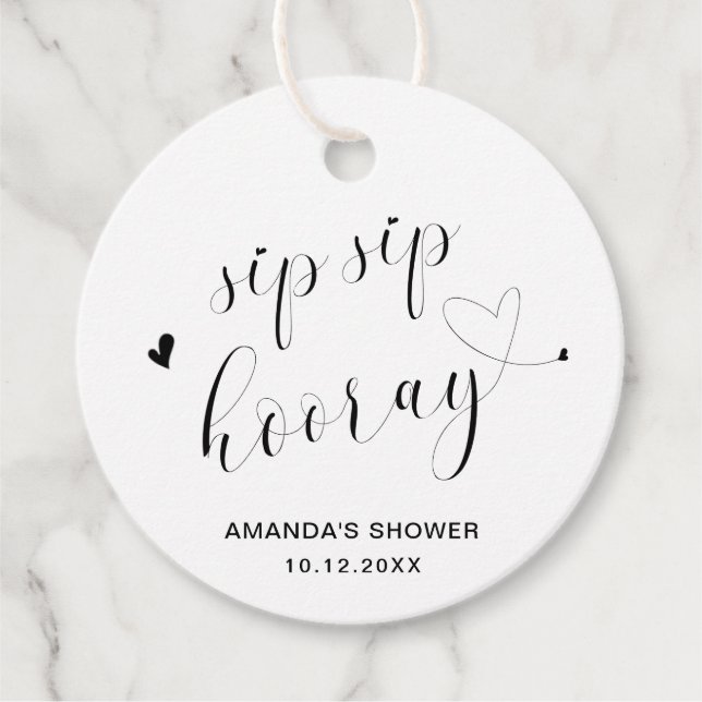 Sipp sipp hurra Enkel Hjärtlig Bröllopsdusch Gåvor Etiketter (Framsida)