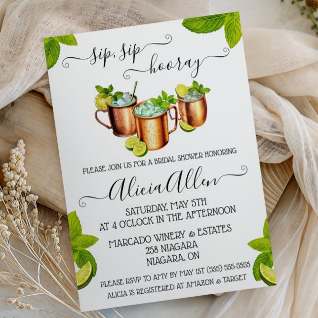 Sipp, Sipp, Hurra! Moskvá Mule-bridal shower Inbjudningar (Skapare uppladdad)