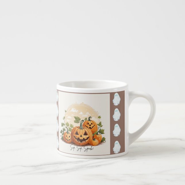 Sipp, Sipp, Spöke! Halloween-pumpamuggdesign Espressomugg (Höger)