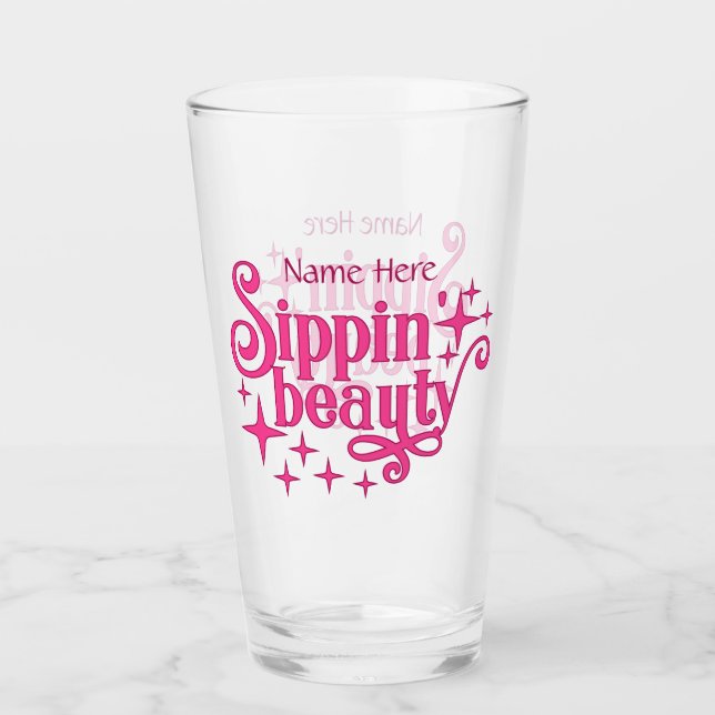 Sippin Beauty Rosa Typography Glaskopp (Framsida)