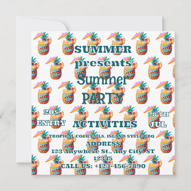 Sippin’ & Chillin’ Tropical Party Design Invitatio Inbjudningar (Framsida)