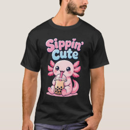 Sippin Cute Kawaii Axolotl Bubble Tea T Shirt