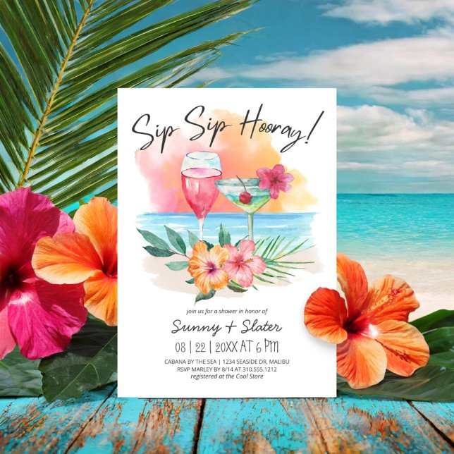 Sippin i havet" | Tropiskt sip Sip Hooray Shower Inbjudningar (Skapare uppladdad)
