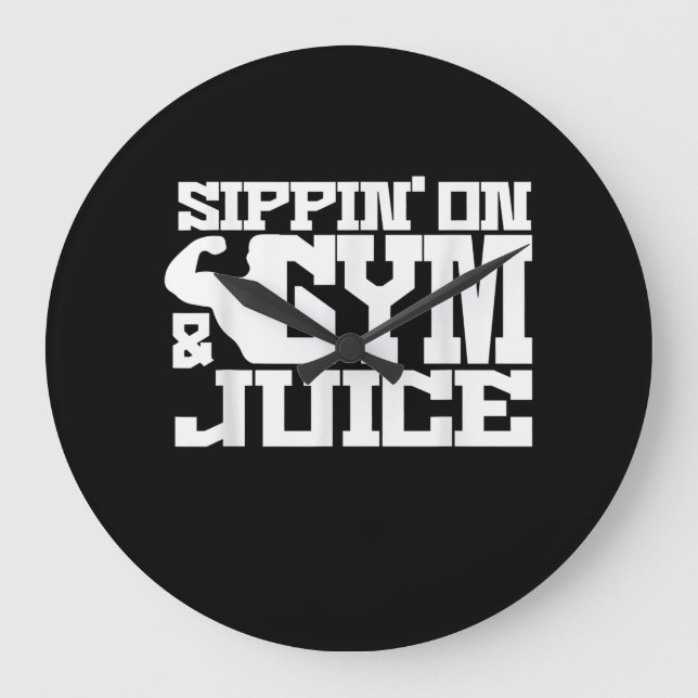 Sippin on Gym Juice - Manar Workout Shirts Funny Stor Klocka (Framsida)