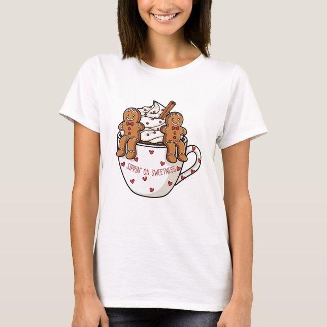 Sippin' On Sweetness Pepparkakskaffe Konst T Shirt (Framsida)