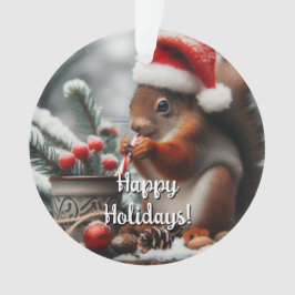 Sippin Squirrel jul-Helgdag Ornament