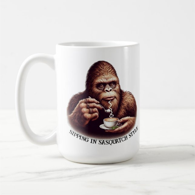 Sipping in Sasquatch Stil Kaffemugg (Vänster)