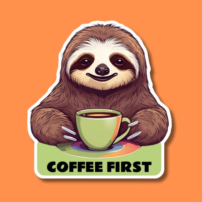 Sipping Sloth Coffe First Watersecure Klistermärken (Skapare uppladdad)