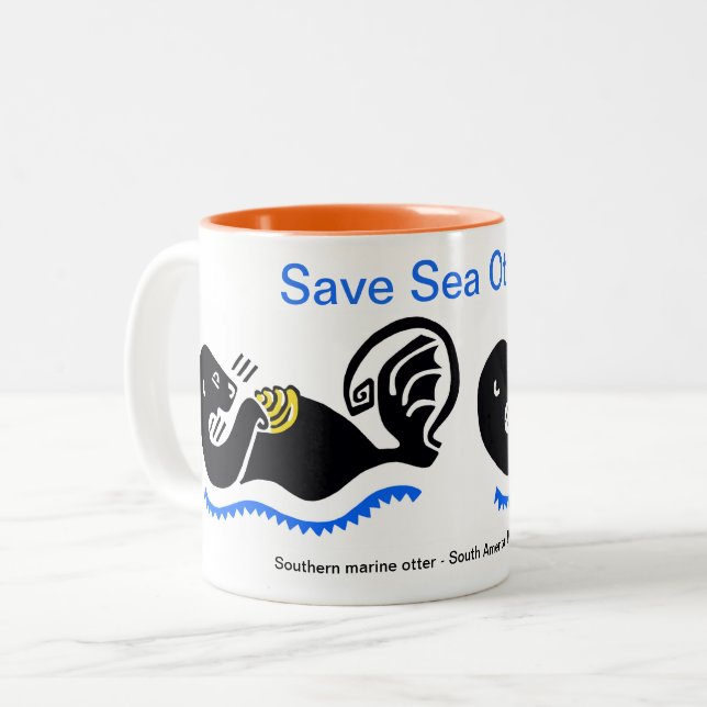 Sippkaffe - Spara Sea OTTERS - Wildlife-krigare Två-Tonad Mugg (Framsida vänster)