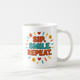 Sippra. Smålog. Upprepa. – Minimalistisk mugg