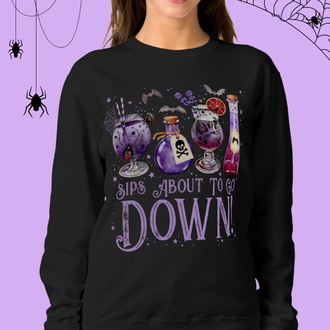 Sips på väg till Halloween-kuggar T Shirt (Sips About to Go Down Halloween Cocktails Sweatshirt)