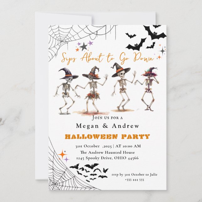 Sipt är på väg ner Halloween Kostymfest Inbjudningar (Framsida)