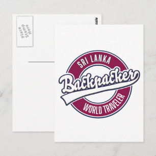 Sir backpacker värld resenär retro logotyp vykort