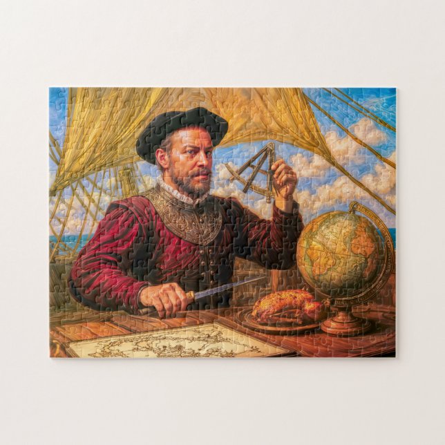 Sir Francis Drake maritim porträtt Pussel (Horisontell)