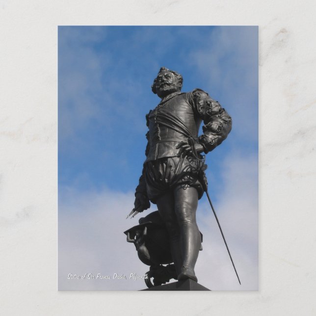 Sir Francis Drake-statyn, Plymouth vykort (Framsida)