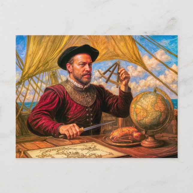 Sir Francis Drakes maritima porträtt Vykort (Framsida)