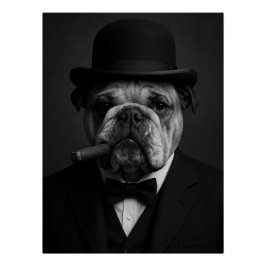 Sir Paws-ton Churchill - Bulldog with Bowler Hat  Perfect Poster