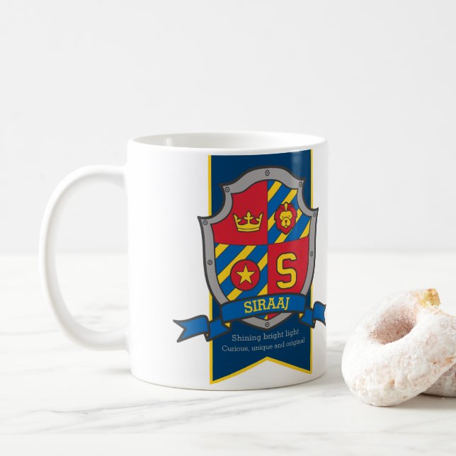 Siraaj brev S öralröd blåblå namn Kaffemugg (Med munk)