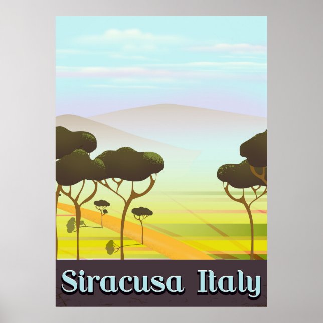 Siracusa Italien landskaps resaffisch. Poster (Framsidan)