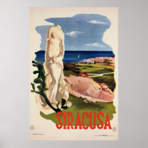 Siracusa Syracuse Italien vintage Italienska resor Poster
