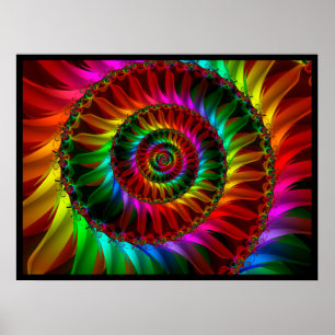 Siraling Rainbow Petals Poster