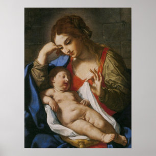 Sirani - Madonna betraktande Poster