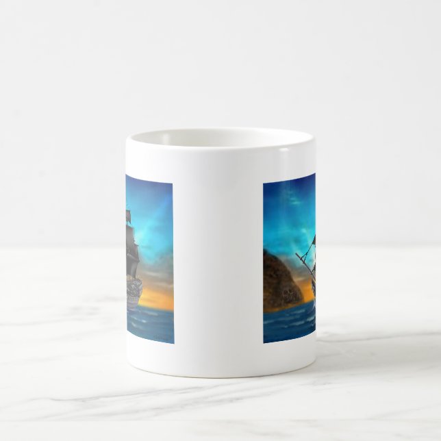 SIRATSKEPP VID SOLNEDGÅNG KAFFEMUGG (Center)