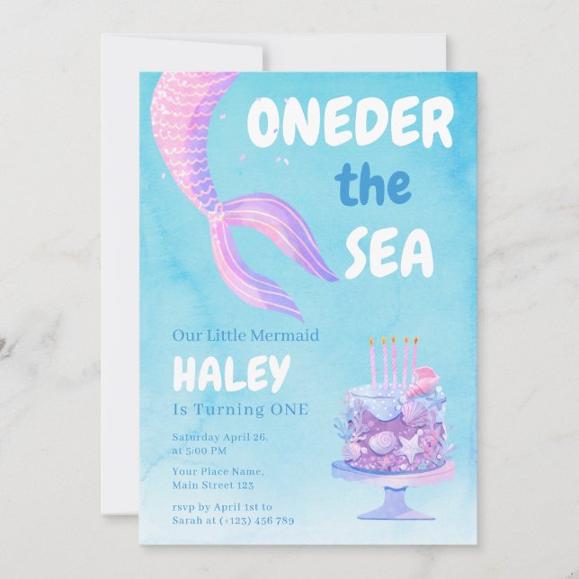 Siren 1-årsdag ONEder havet Blå Budget Inbjudningar (Framsida)
