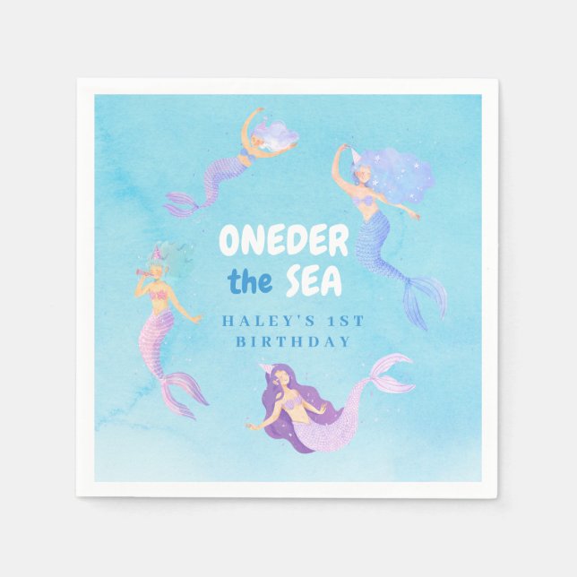 Siren 1-årsdag ONEder havet Blå Budget Pappersservett (Framsidan)