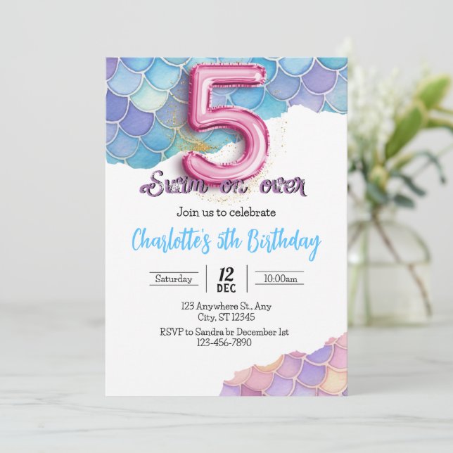Siren 5-års födelsedagsinbjudan inbjudningar (Stående Fram)