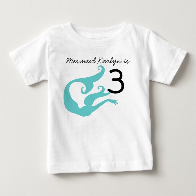Siren Anpassningsbar 3-års Födelsedags T-shirt (Framsida)