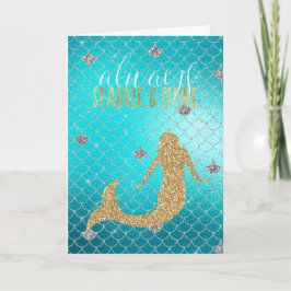 Siren Aqua Guld Silver Glitter  Kort