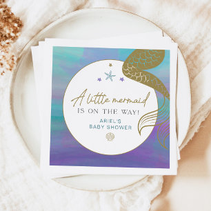 SIREN Lila Guld Sjöjungfru Ocean Sea Baby Shower Pappersservett