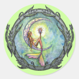 Sirén Måne Fantasy Konst Klistermärken