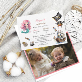 Siren och Pirat vattenfärgbjudan till födelsedagsf Inbjudningar