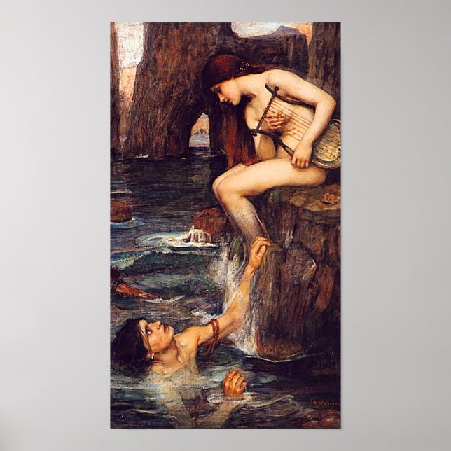 Siren Pre Raphaelite av John W. Waterhouse Poster (Framsidan)