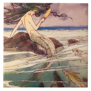 “Siren” Sagokonst av Alice B Woodward Kakelplatta