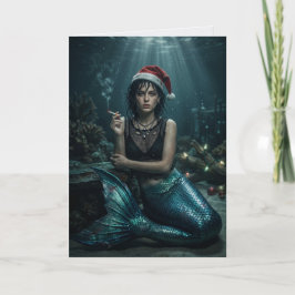 Siren-Santa Cigaret Sarksastisk Jul Kort